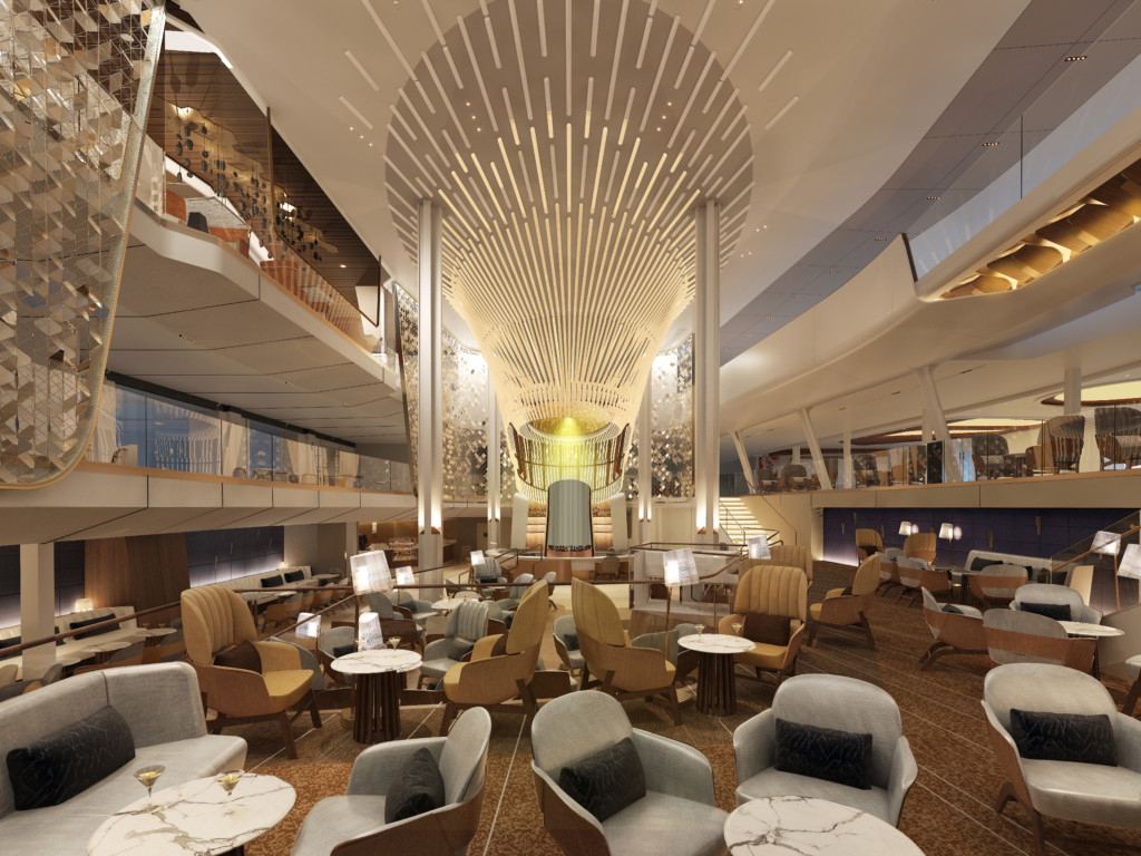 A sneak peek at The Grand Plaza, designed by visionaries Patrick Jouin and Sanjit Manku of Jouin Manku, on Celebrity Edge as of September 13, 2018.