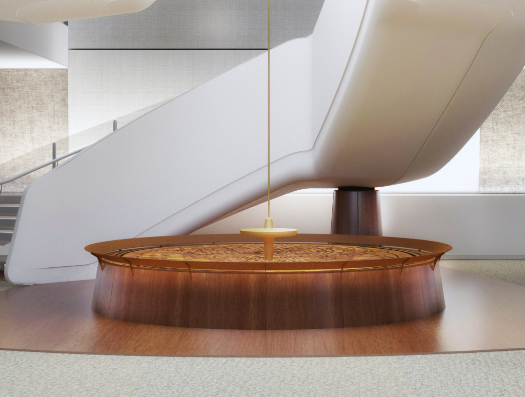 Jouin Manku’s influence is also strikingly apparent in the Main Dining Atrium on Celebrity Edge, where they’ve taken the concept of a staircase and turned it into a work of art. Hanging three stories between the flights of stairs is yet another meaningful art installation known as The Pendulum. The Pendulum base moves ever so gently to the rhythms of the ocean to remind guests that they are indeed moving and connected to the sea, even when they cannot see it.