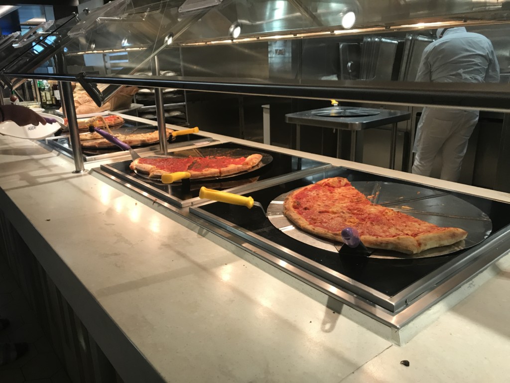 The pizza station in the buffet on MSC Seaside