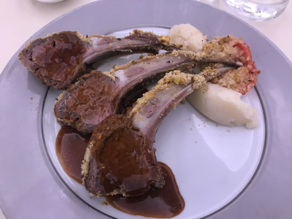 Pistachio Crusted Rack of Lamb from the Yacht Club Restaurant on MSC Seaside