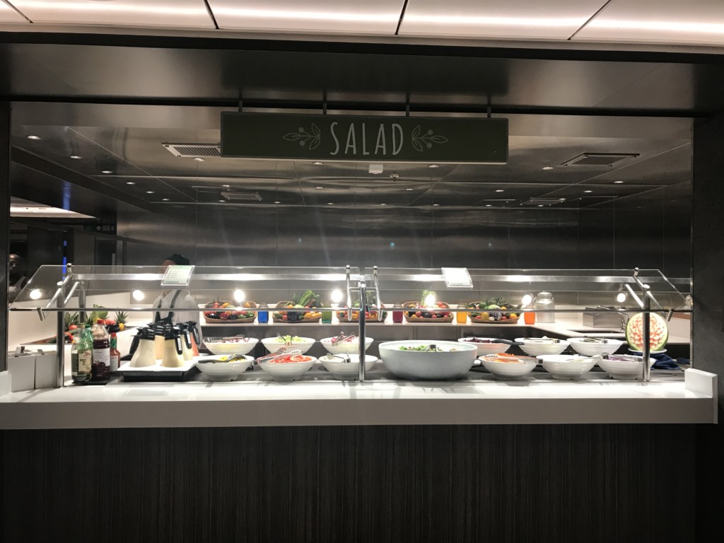 The salad station in the buffet on MSC Seaside