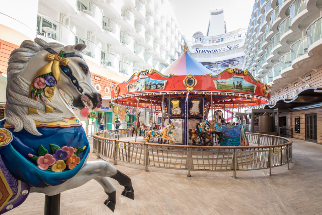 The iconic hand-carved carousel on Royal Caribbean's Symphony of the Seas. Credit SBW-Photo