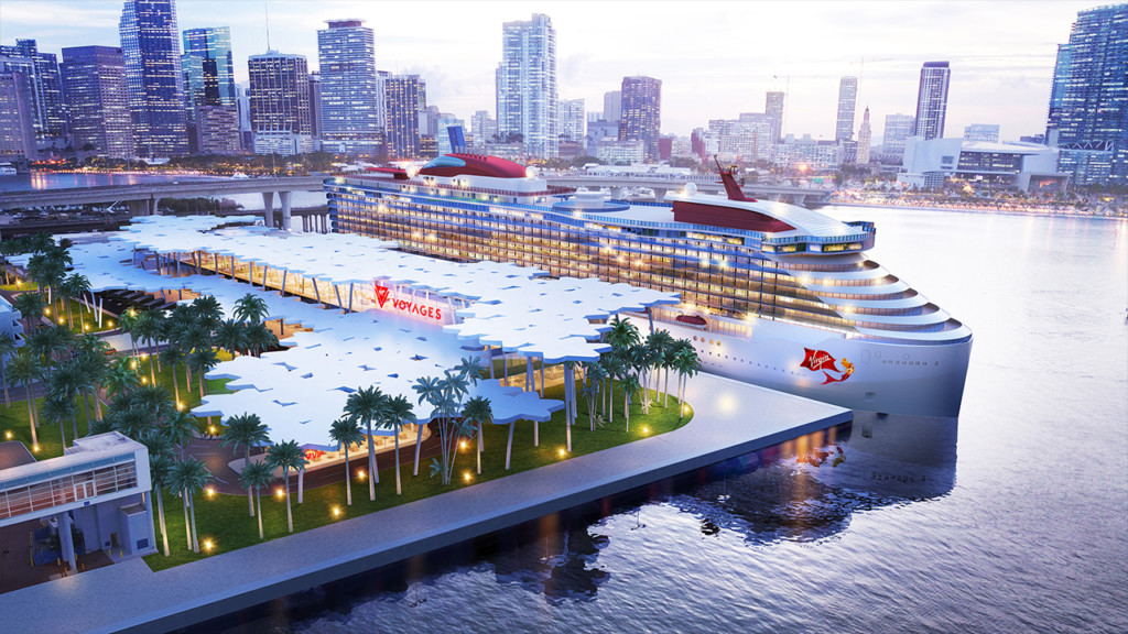 Artist rendering of the new Virgin Voyages cruise terminal coming to PortMiami.  Photo credit: Virgin Voyages