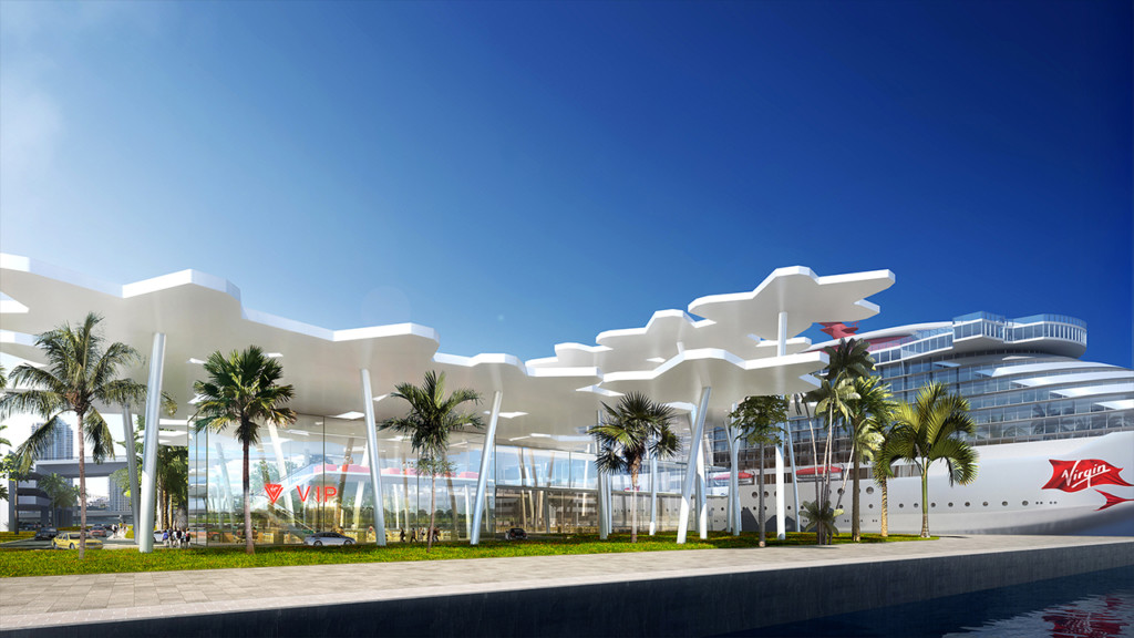 Artist rendering of the new Virgin Voyages cruise terminal coming to PortMiami.  Photo credit: Virgin Voyages