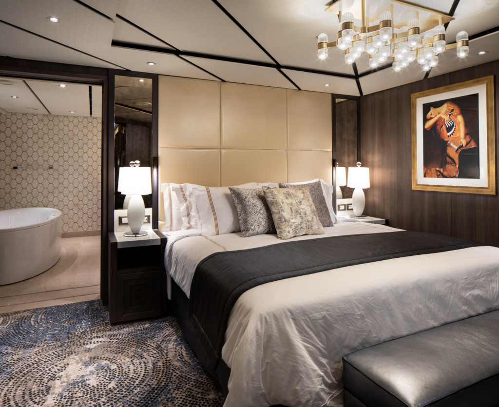 Pinnacle Suite - Bedroom - Room #7053 on ms Nieuw Statendam. Photo credit: Holland America Line