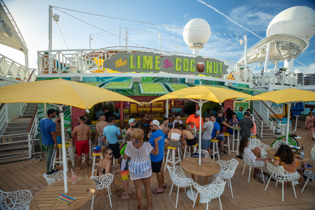 The Lime and Coconut on Navigator of the Seas is a three-level signature bar that offers a variety of libations, a “rooftop” deck for a bird’s eye view and live music.