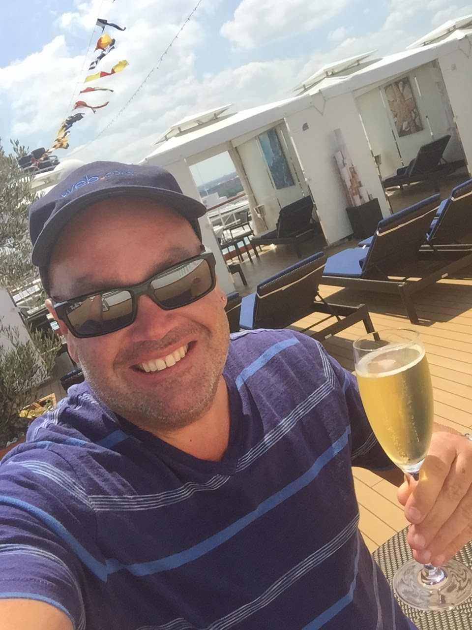 One of the perks of booking a private Retreat Cabana on a Holland America ship... Besides plenty of sunshine... afternoon champagne.