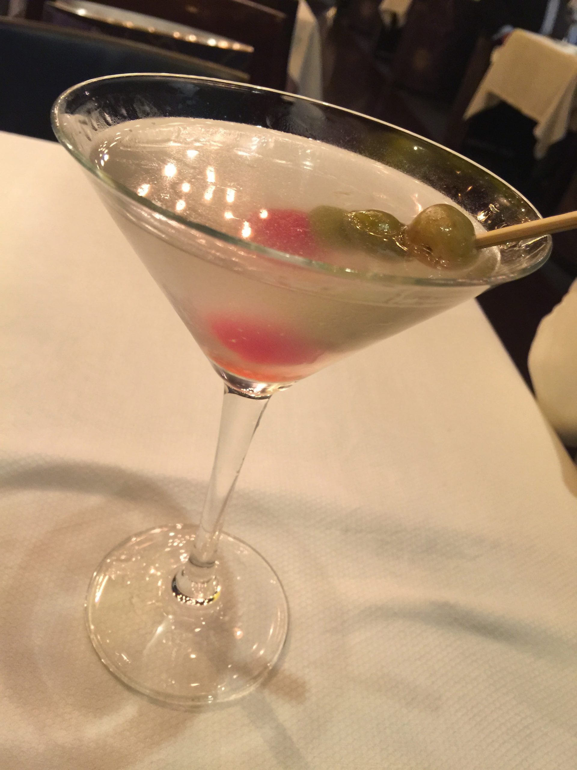 My server on the Noordam called this the "Hasselhoff Martini" apparently because the cherry with the olives was a favorite of some guy from Baywatch