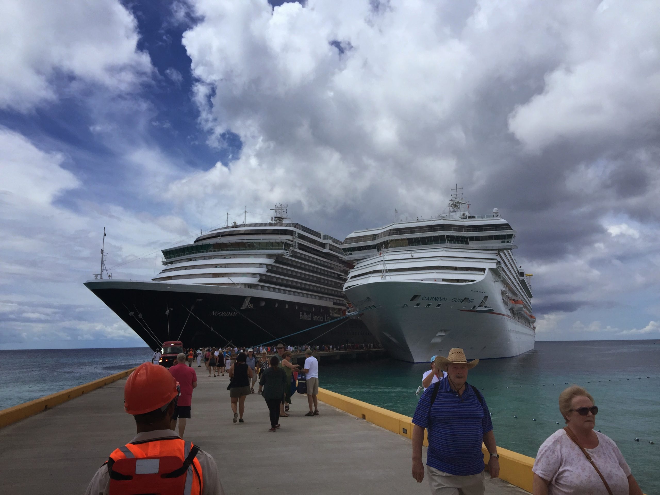 The Noordam docked next to the Carnival Sunshine in Grand Turk