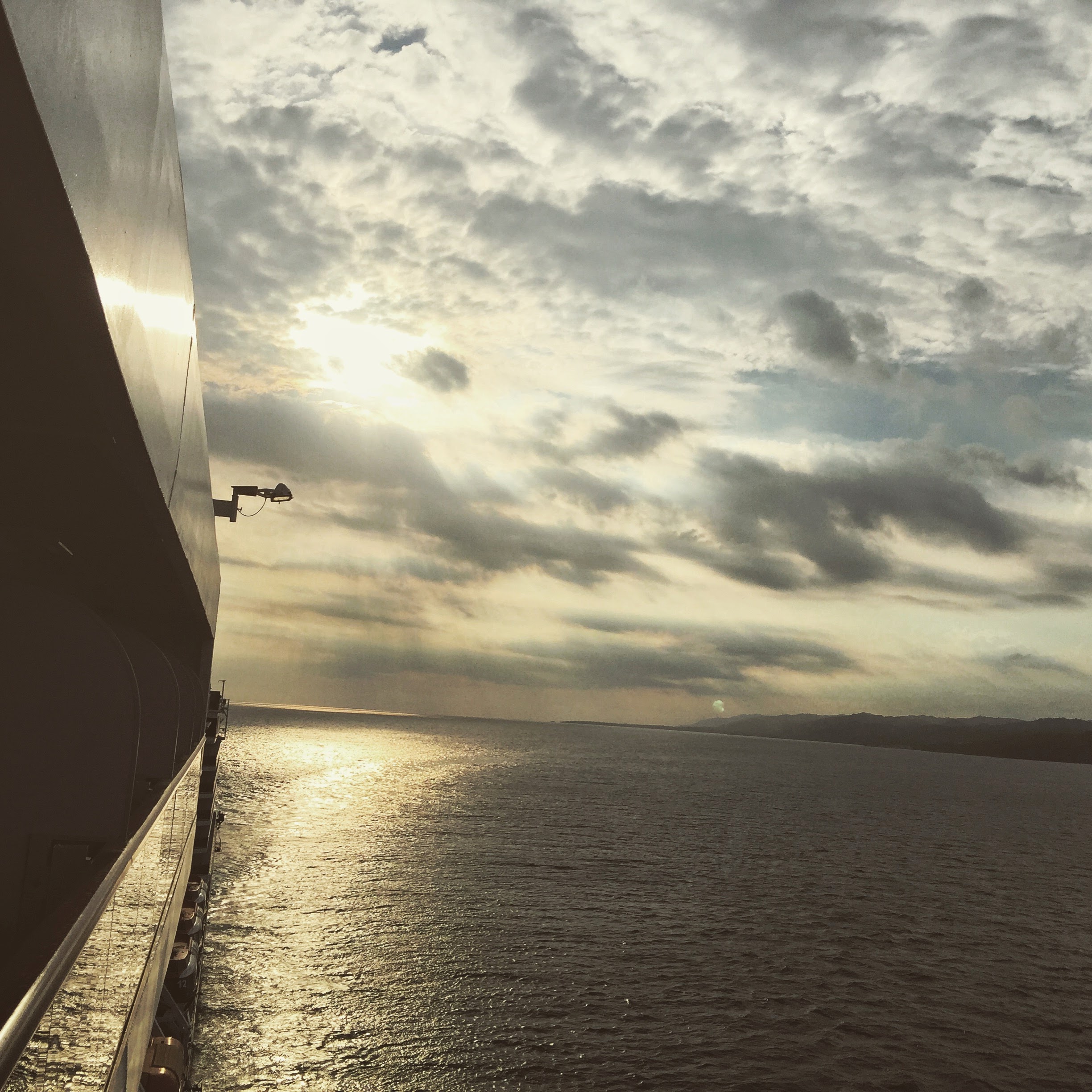 Sunset at sea as we sail away from Samana on Noordam