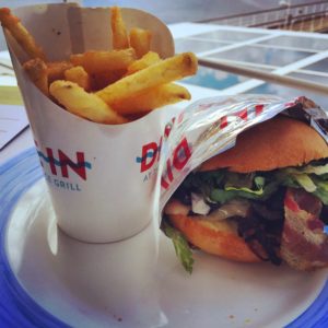 Burger and fries from Dive In on Noordam