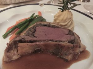 Beef Wellington from the main dining room on Noordam