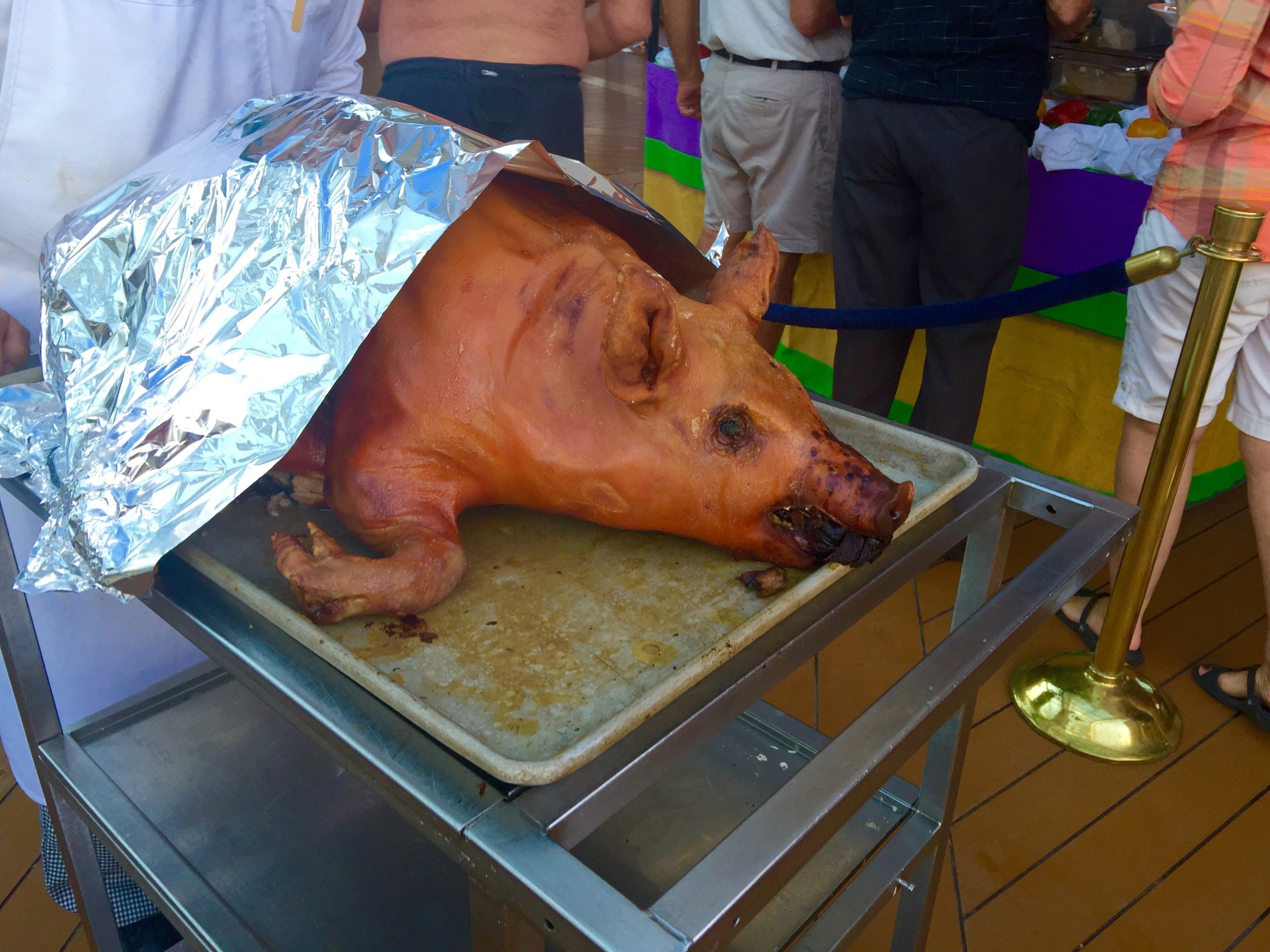 One of the star attractions during the deck party on the Lido of Noordam was this guy who was roasted for the occasion.