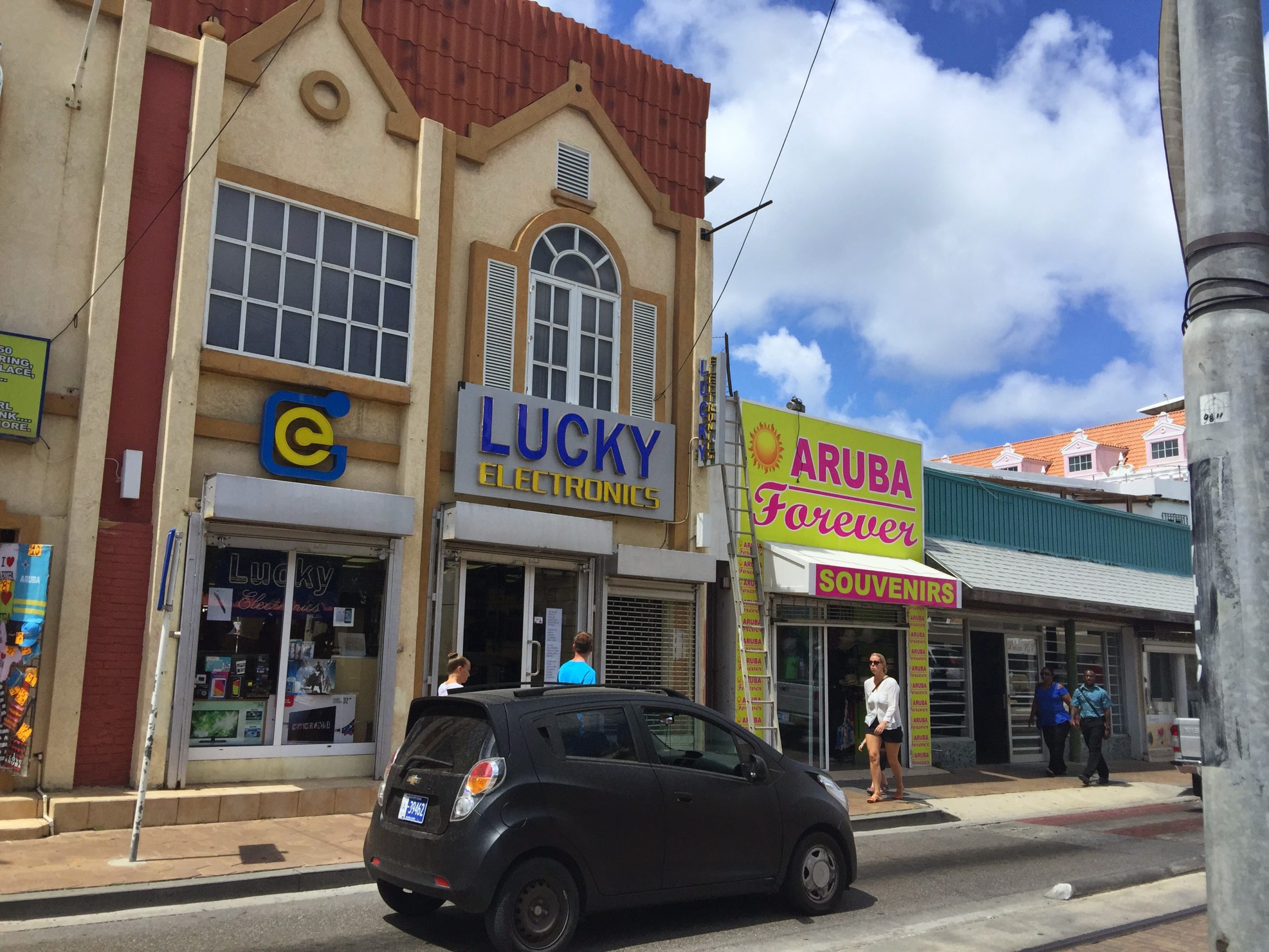 A typical street in Aruba where you'll inevitably do some shopping during your port call.