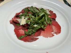 Beef Carpaccio from the main dining room on MSC Meraviglia