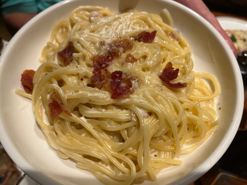 Spaghetti Carbonara from Cucina del Capitano on Carnival Celebration