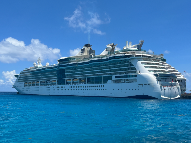 A Royal Caribbean cruise ship docked in Costa Maya