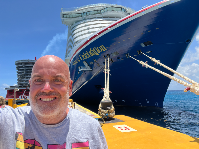 Yours truly in front of the Carnival Celebration in Costa Maya