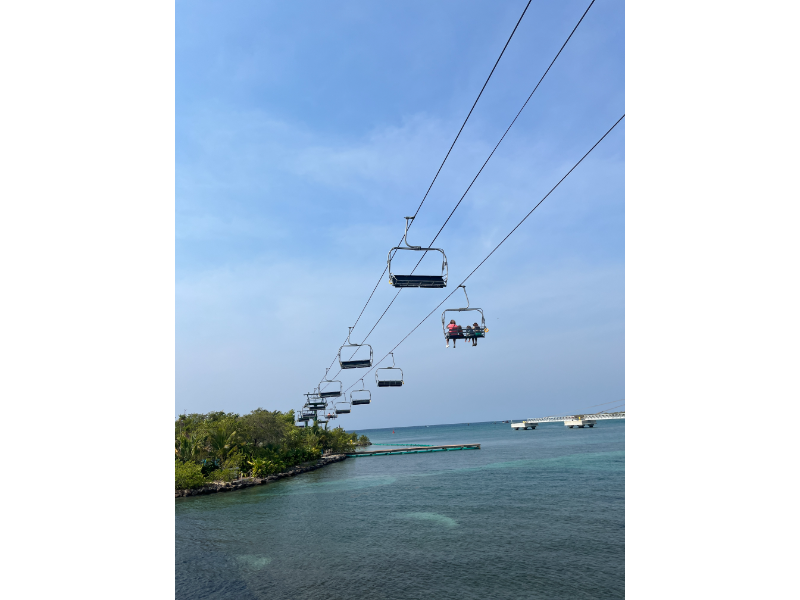 The Chair Lift from the Mahogany Bay Welcome Center to the beach