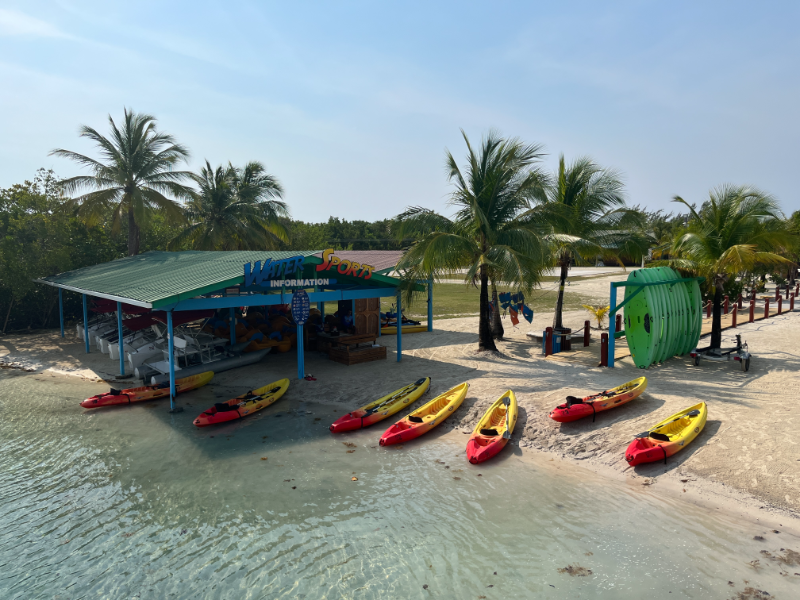 Kayaks available for rent at Mahogany Bay