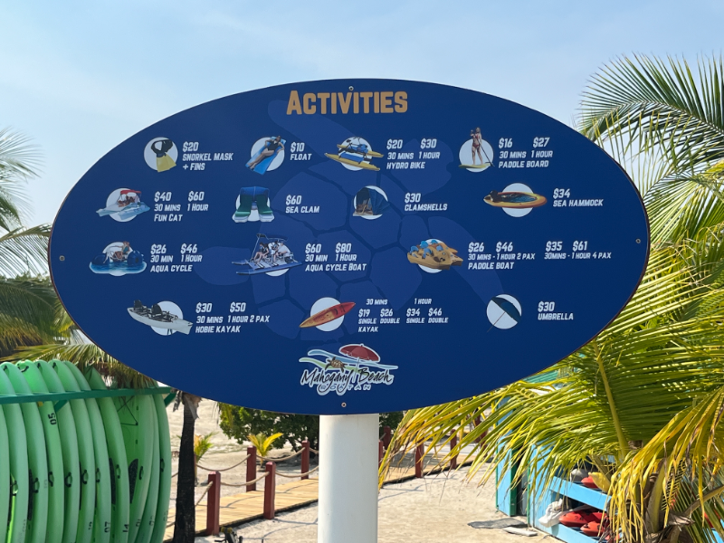 Mahogany Bay acitivites and pricing