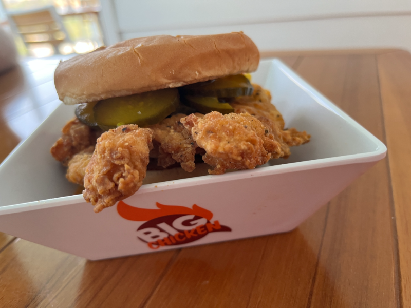 A cold, dry chicken sandwich from Big Chicken 