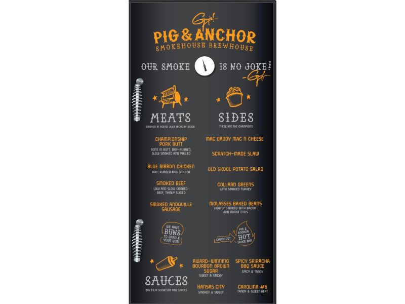 Guy's Pig & Anchor Smokehouse | Brewhouse lunch menu on Carnival Celebration