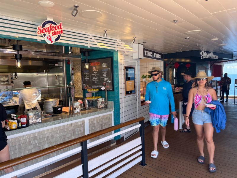 Food stalls located on the lido deck on Carnival Celebration