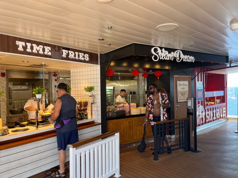 Food stalls located on the lido deck on Carnival Celebration