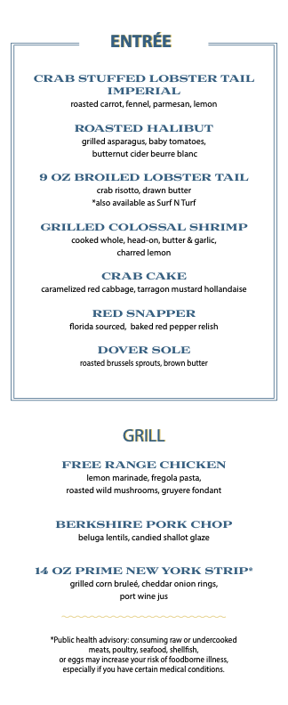 Rudi's Seagrill Menu on Carnival Celebration