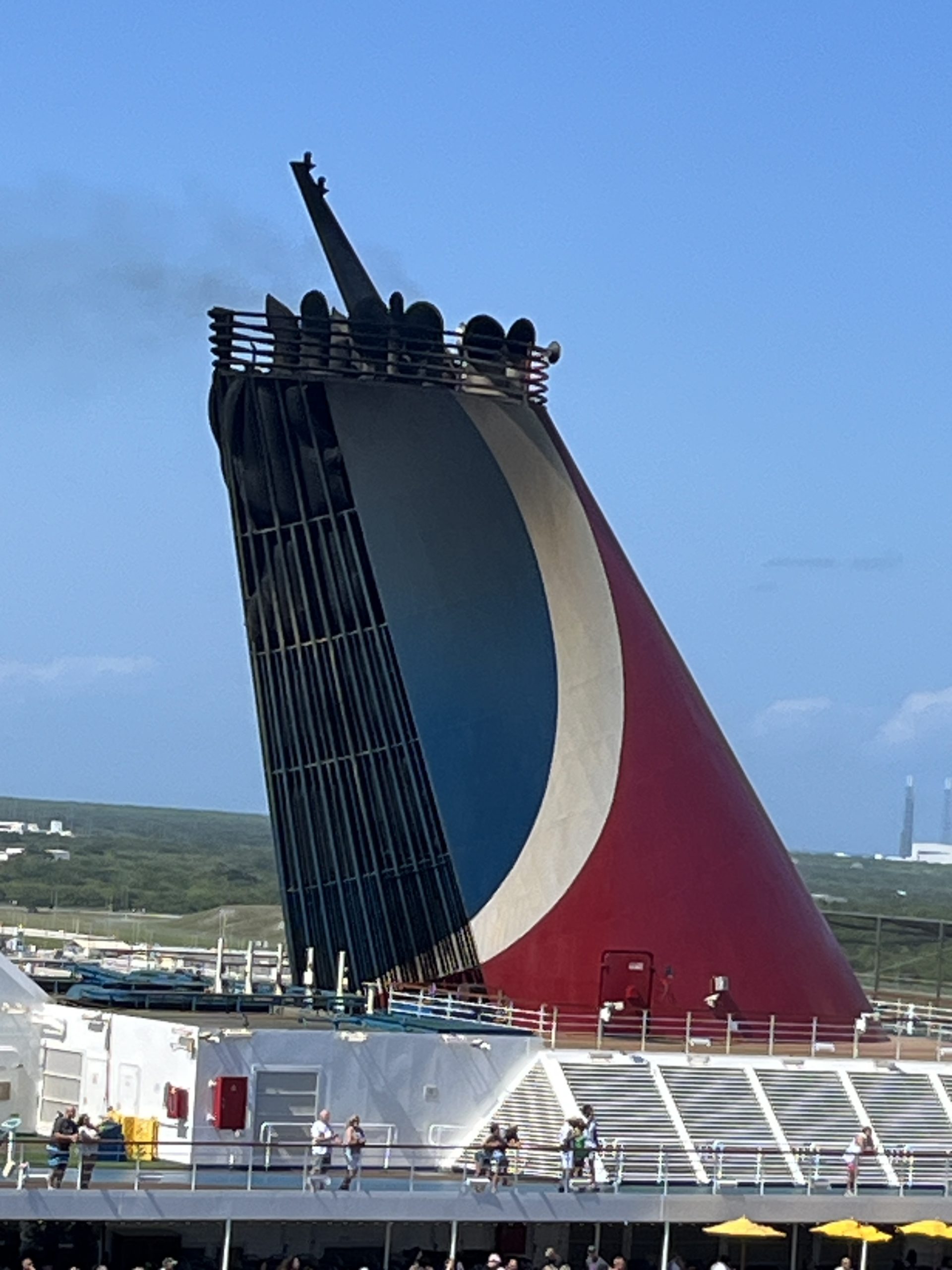 Carnival Freedom's whale tail-less funnel.