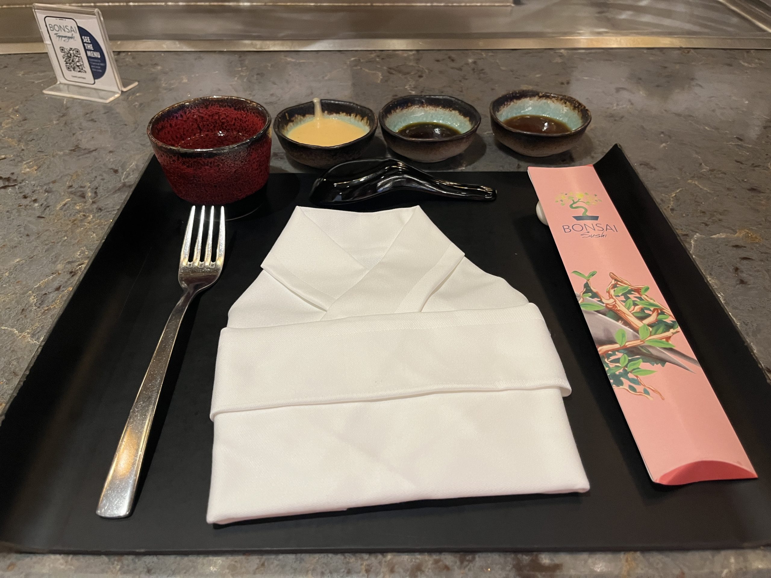 Place setting from Bonsai Teppanyaki on Carnival's Mardi Gras