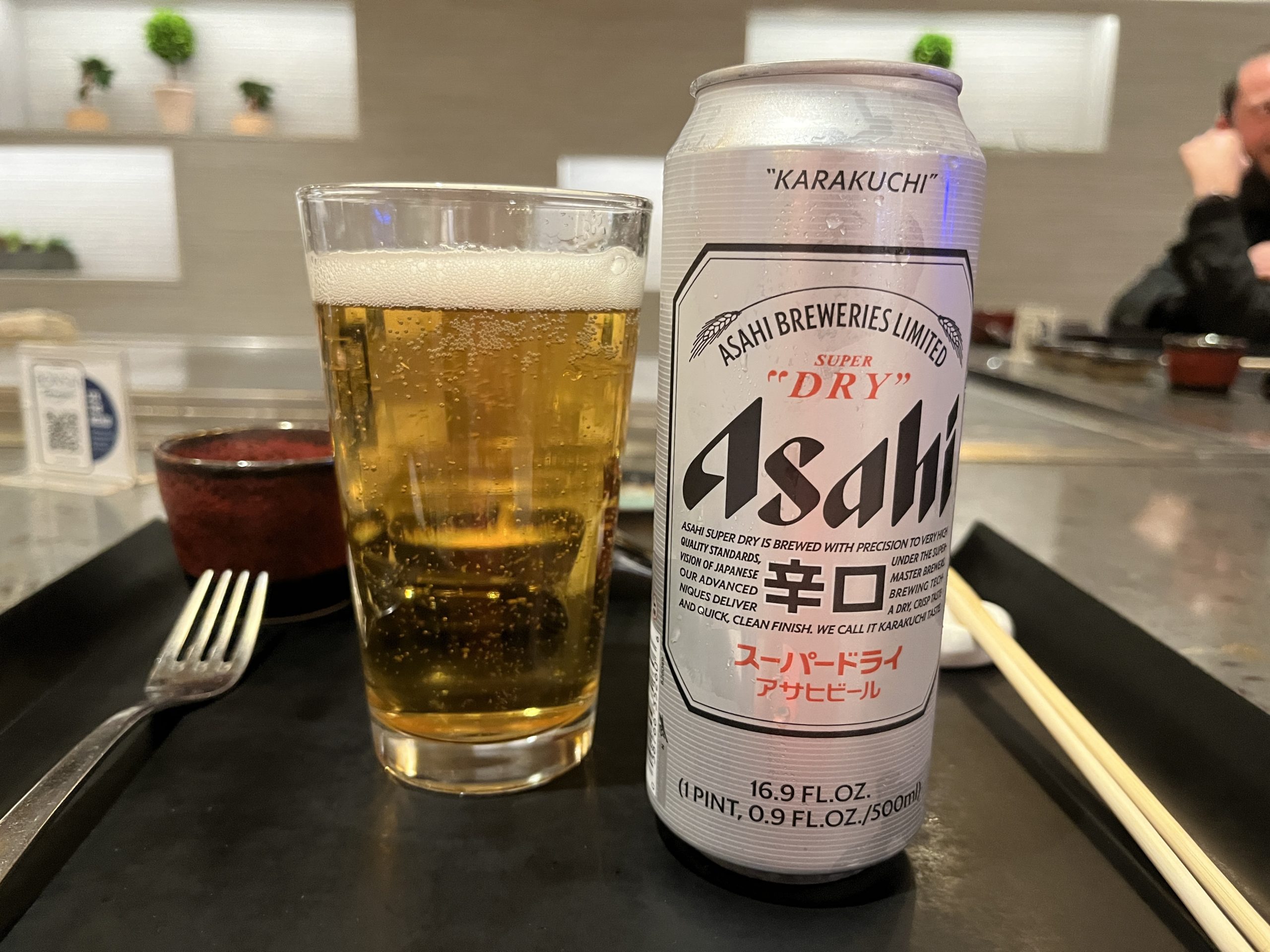 Asahi Japanese Beer from Bonsai Teppanyaki on Carnival's Mardi Gras