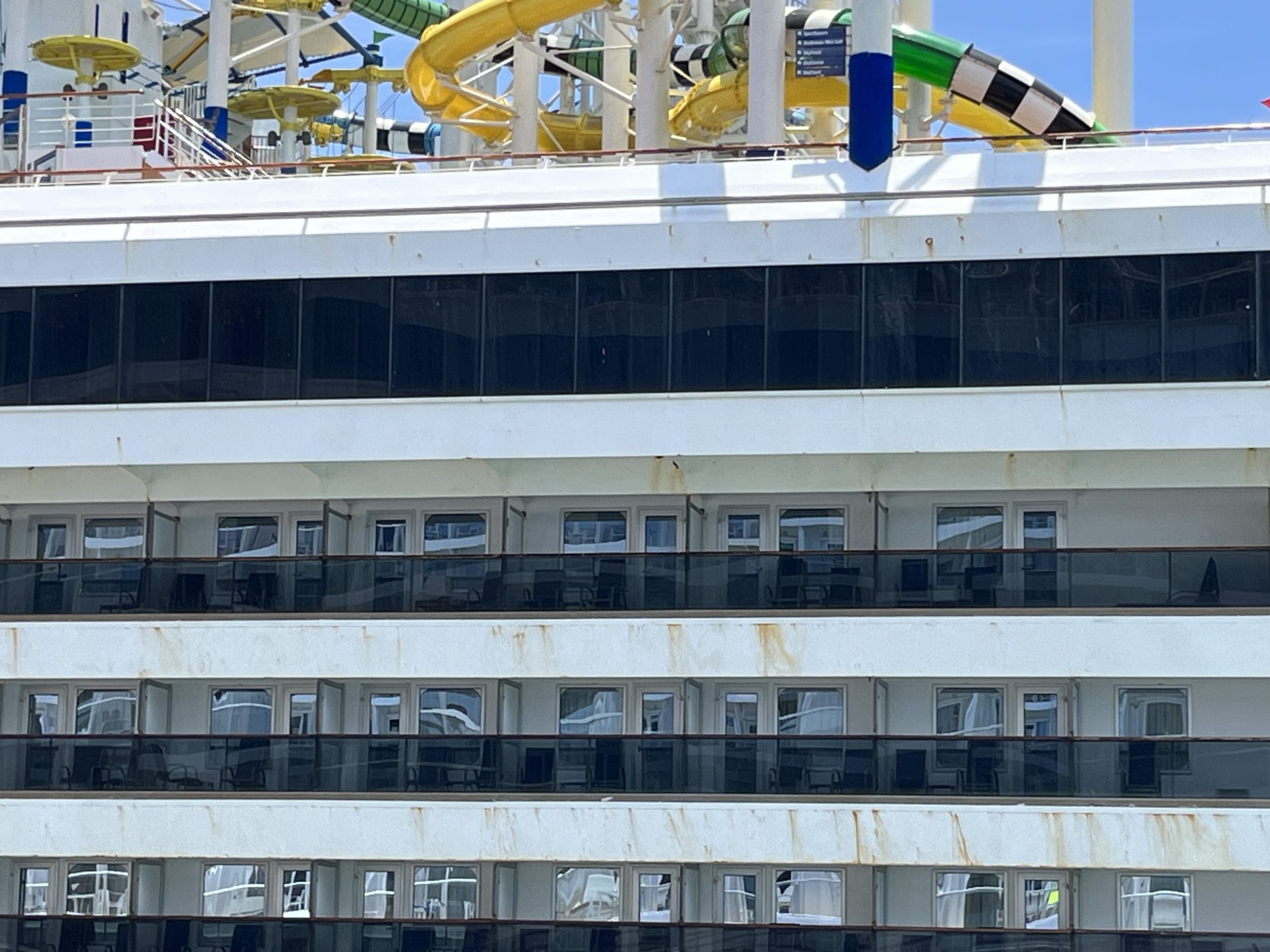 Carnival Sunshine in desperate need of some painting as seen in San Juan on May 17, 2023