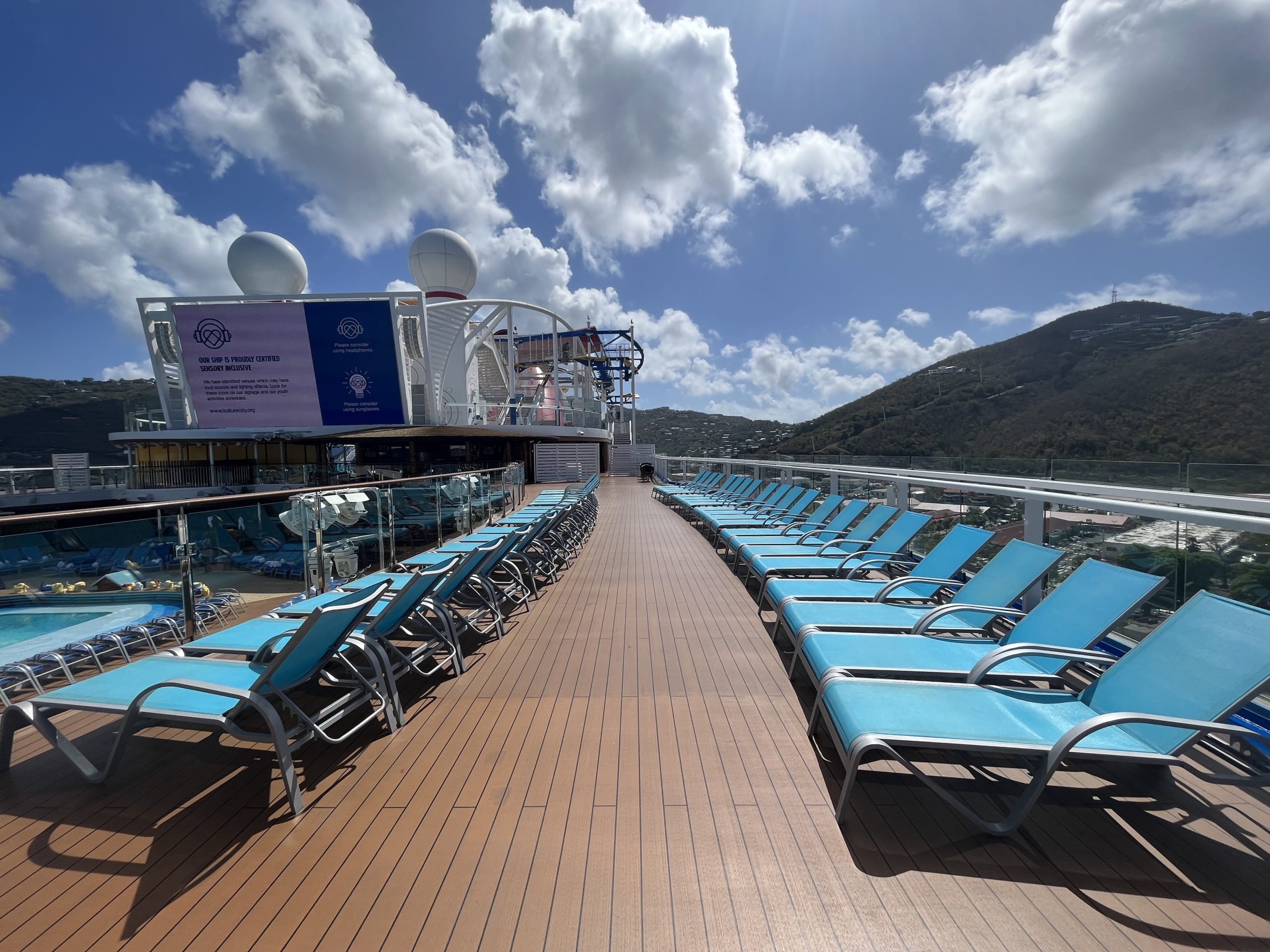 Pool and outdoor areas on Carnival's Mardi Gras