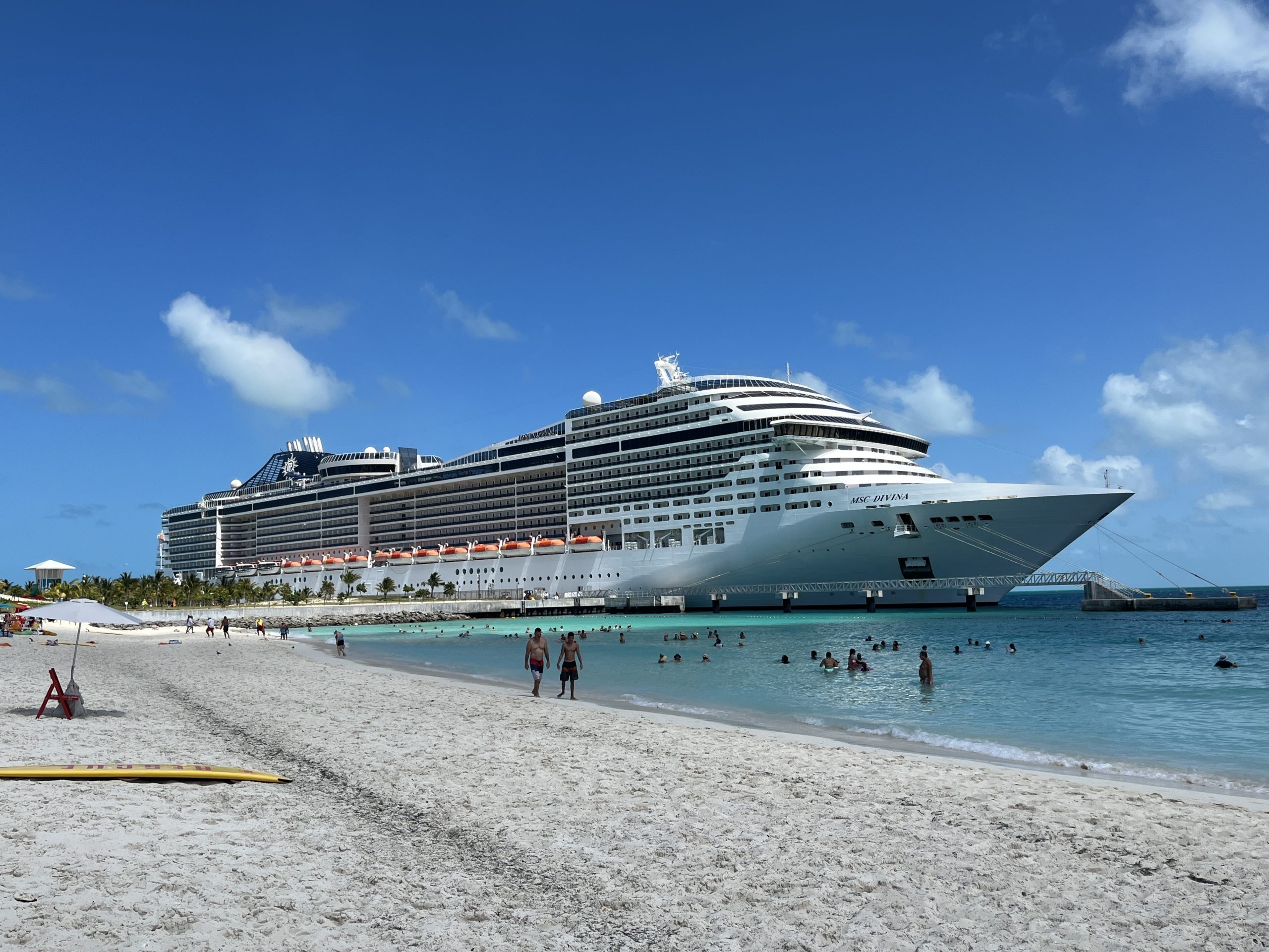 MSC Divina docked at Ocean Cay Marine Reserve