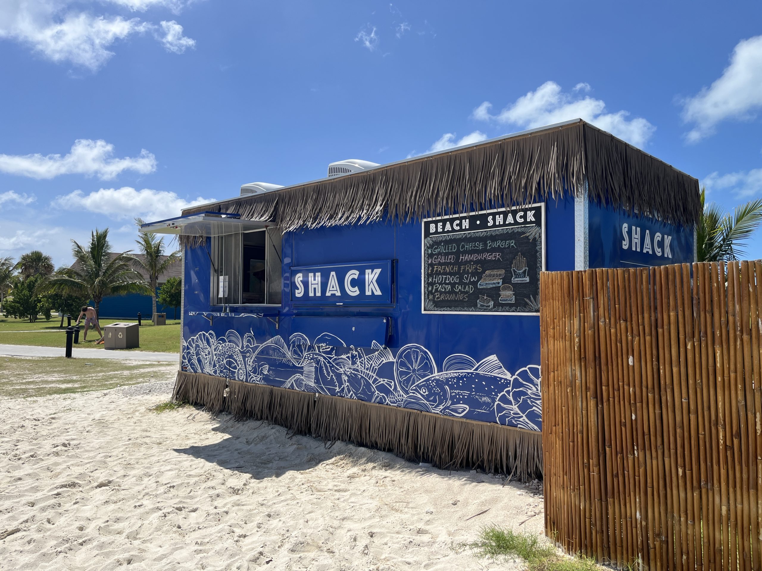 In addition to Seaker's Food Court, there are several food trucks on Ocean Cay