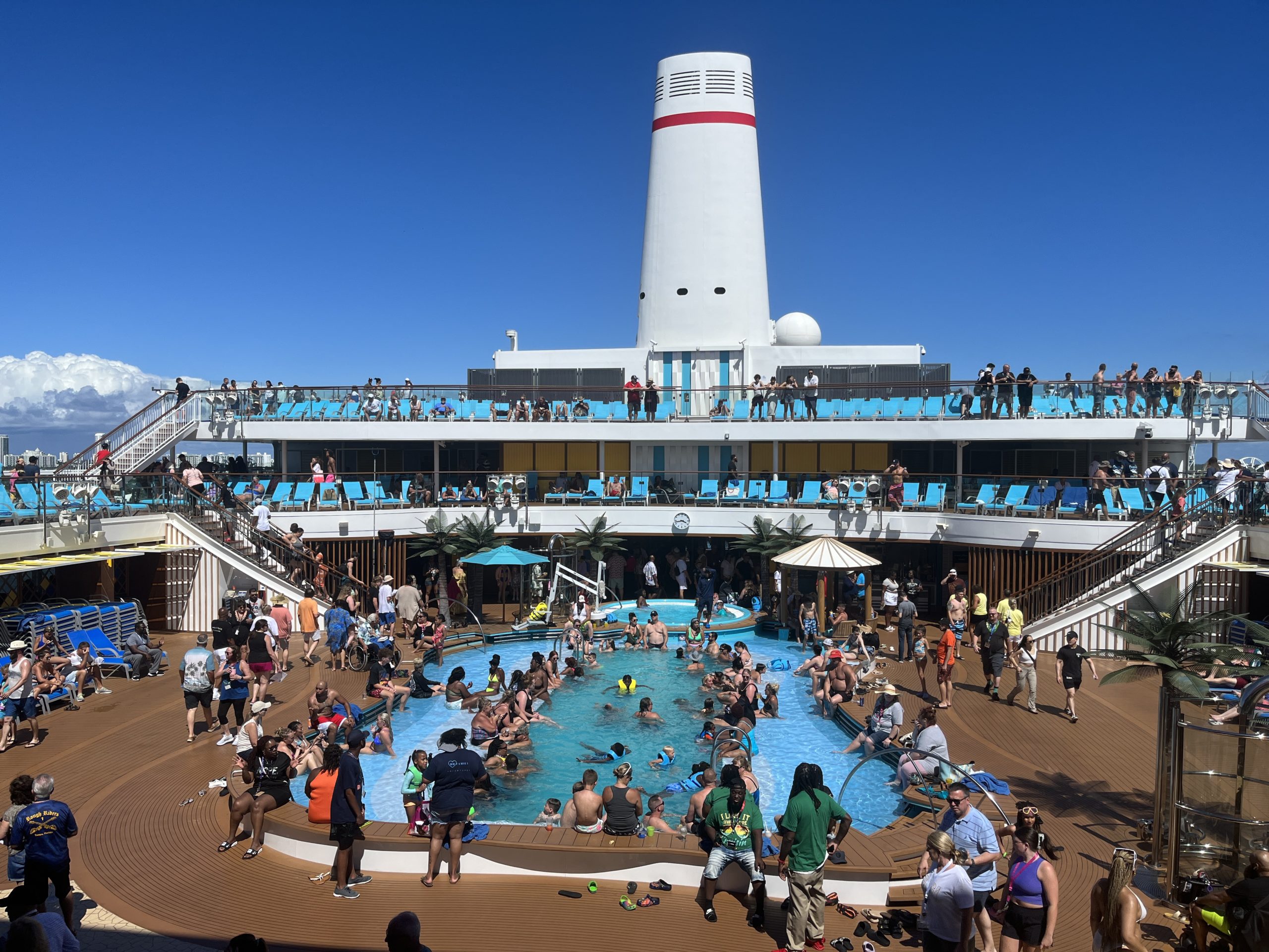 A packed Lido deck during sailaway on the Carnival Celebration