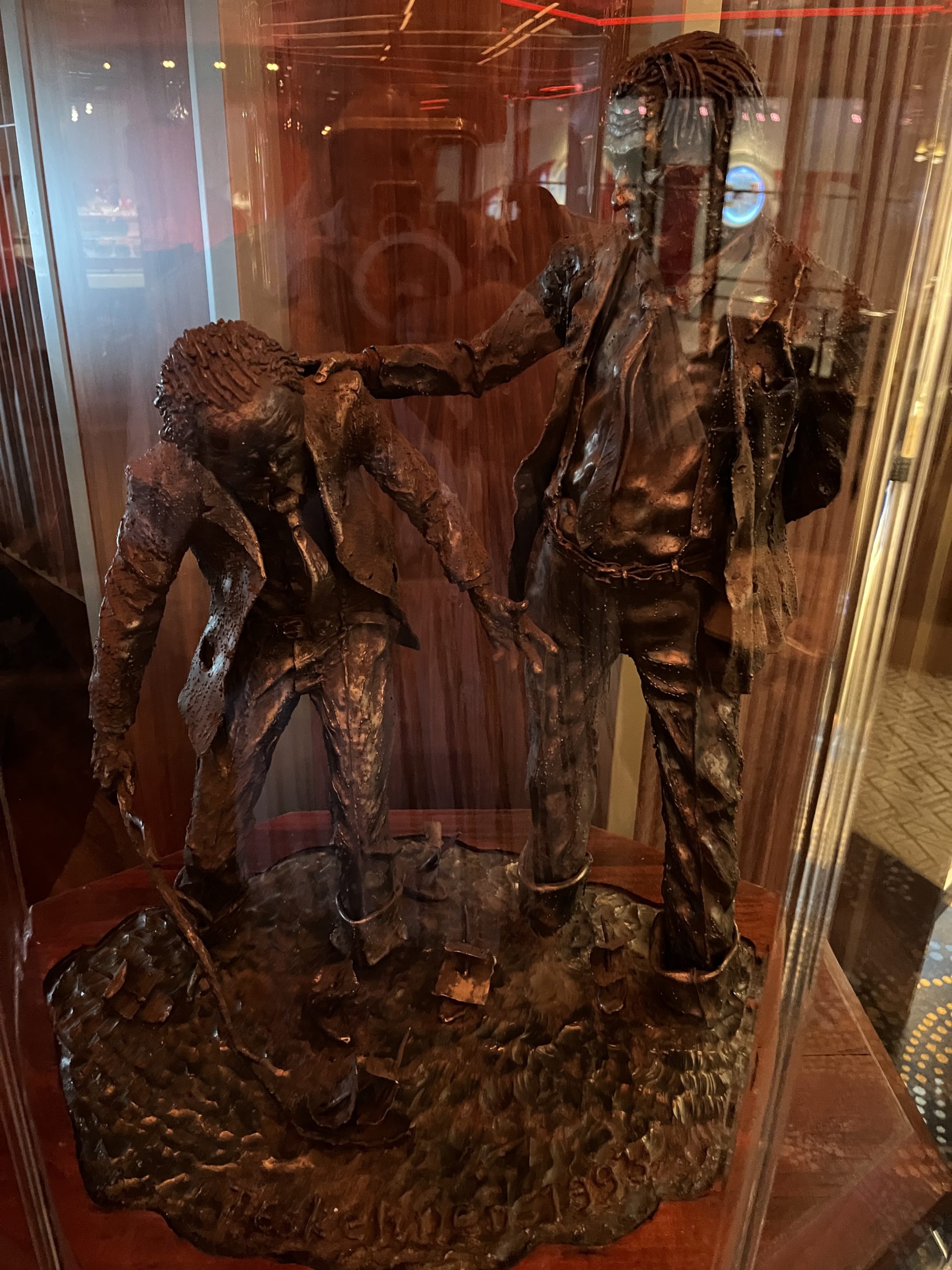 Sculpture of Carnival founder Ted Arison on display in the Golden Jubilee on Carnival Celebration