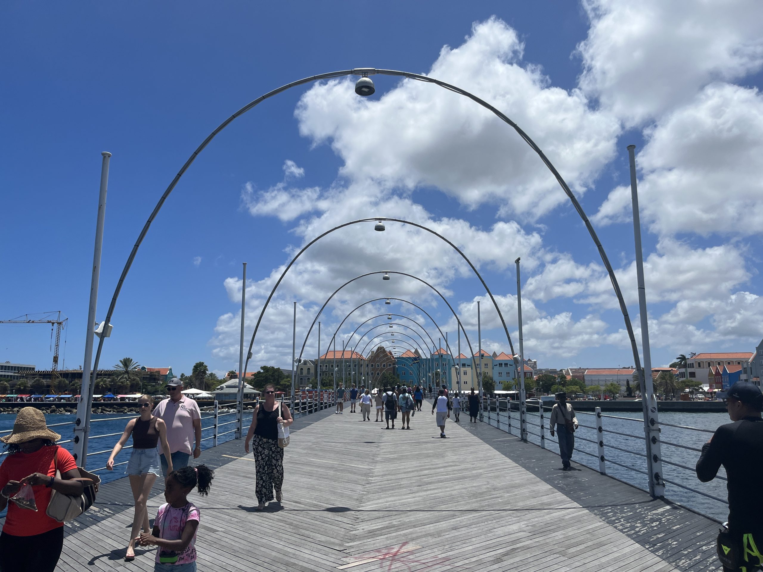 The "Swinging Old Lady" pontoon bridge in Curacao