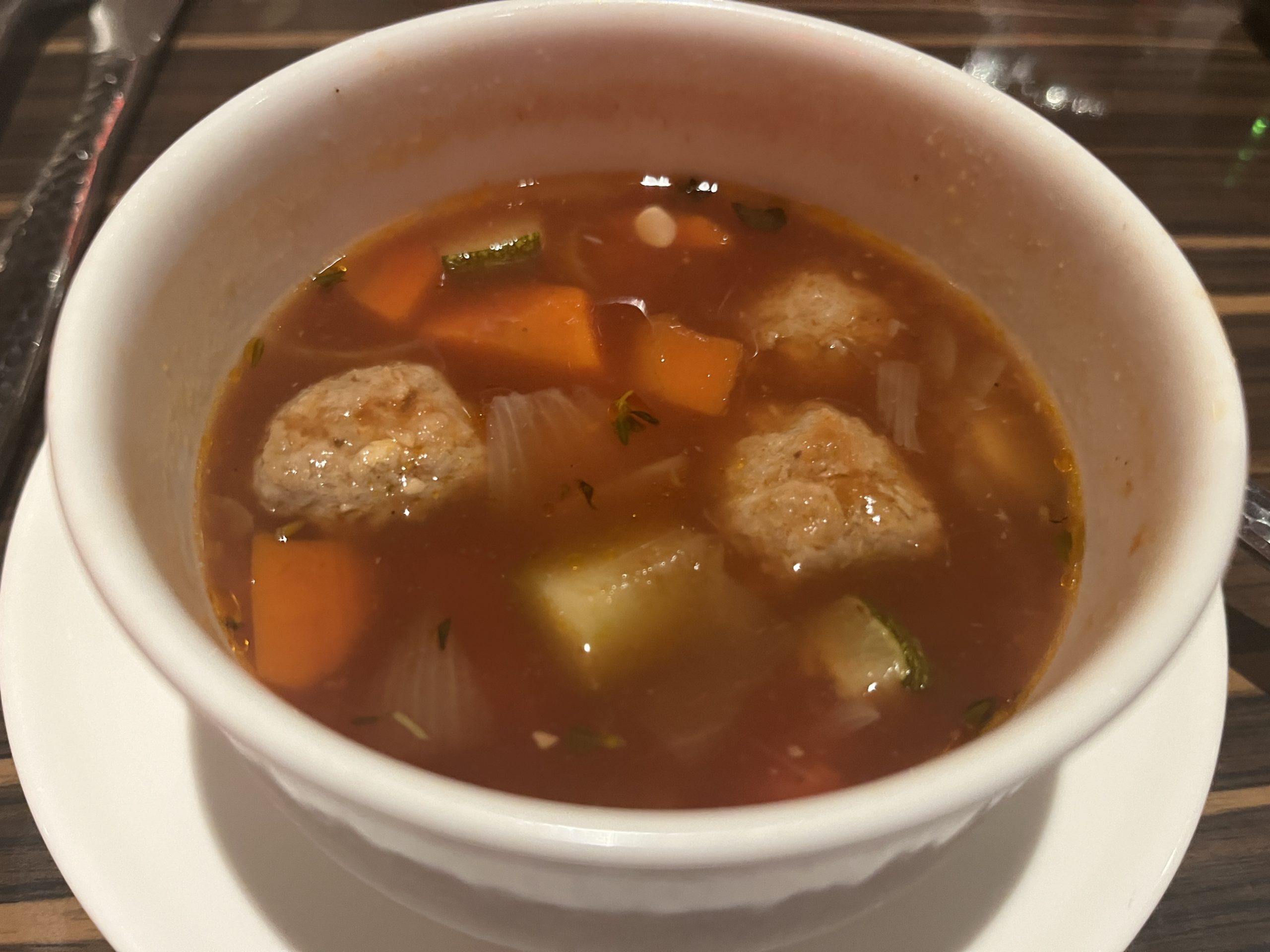 Italian meatball soup from the main dining room on Carnival Celebration