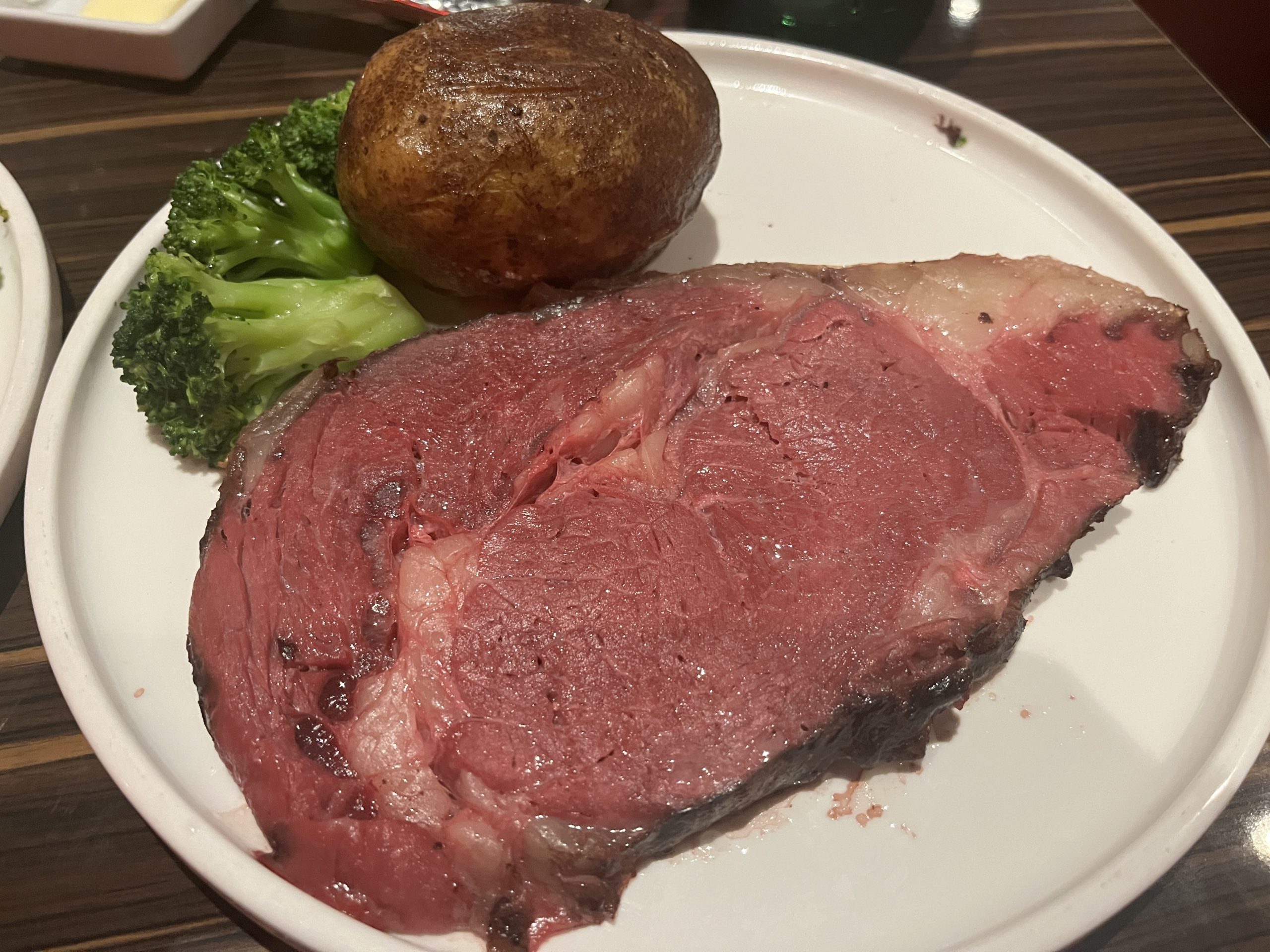 Prime rib from the main dining room on Carnival Celebration