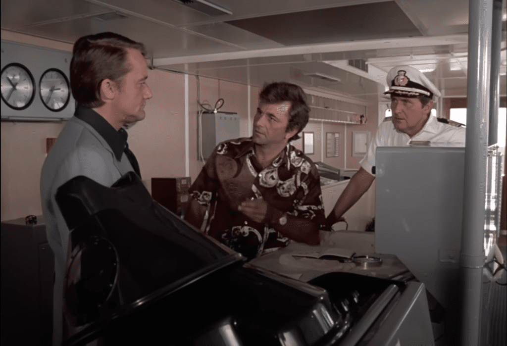 Peter Falk as Columbo on the bridge of the Sun Princess in the episode called Troubled Waters