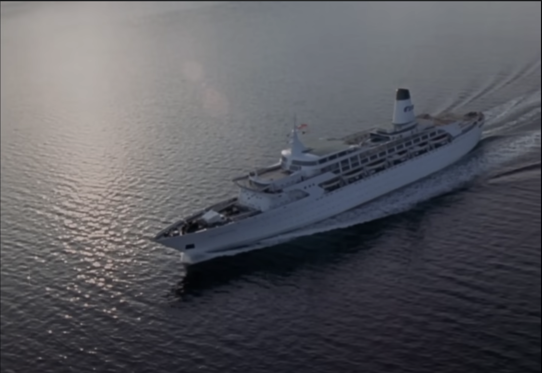 An overhead view of the Sun Princess in the Columbo episode, Troubled Waters