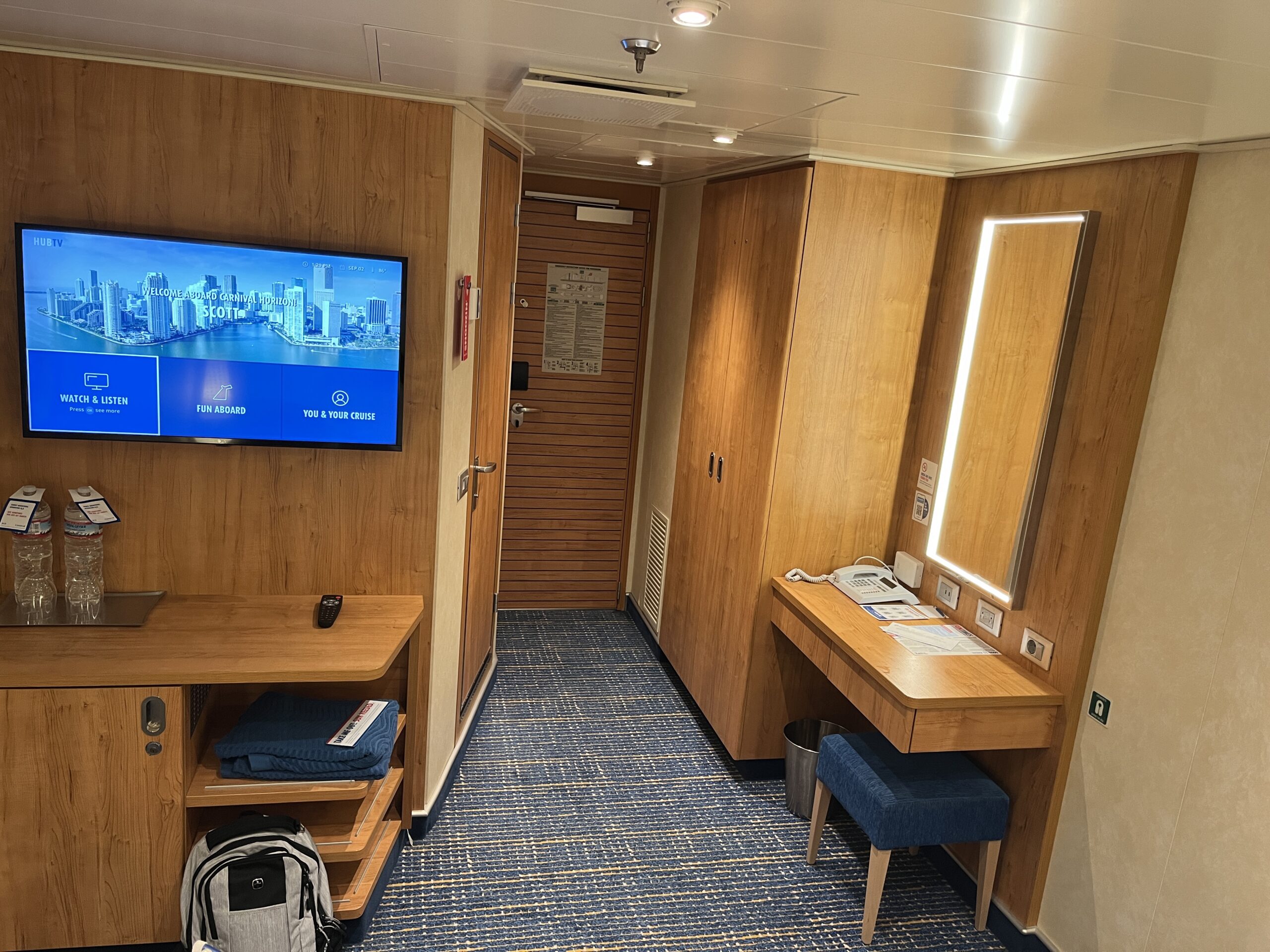 Inside stateroom 1303 on Carnival Horizon