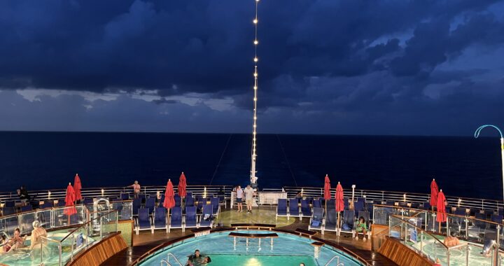 Carnival Horizon aft pool at night