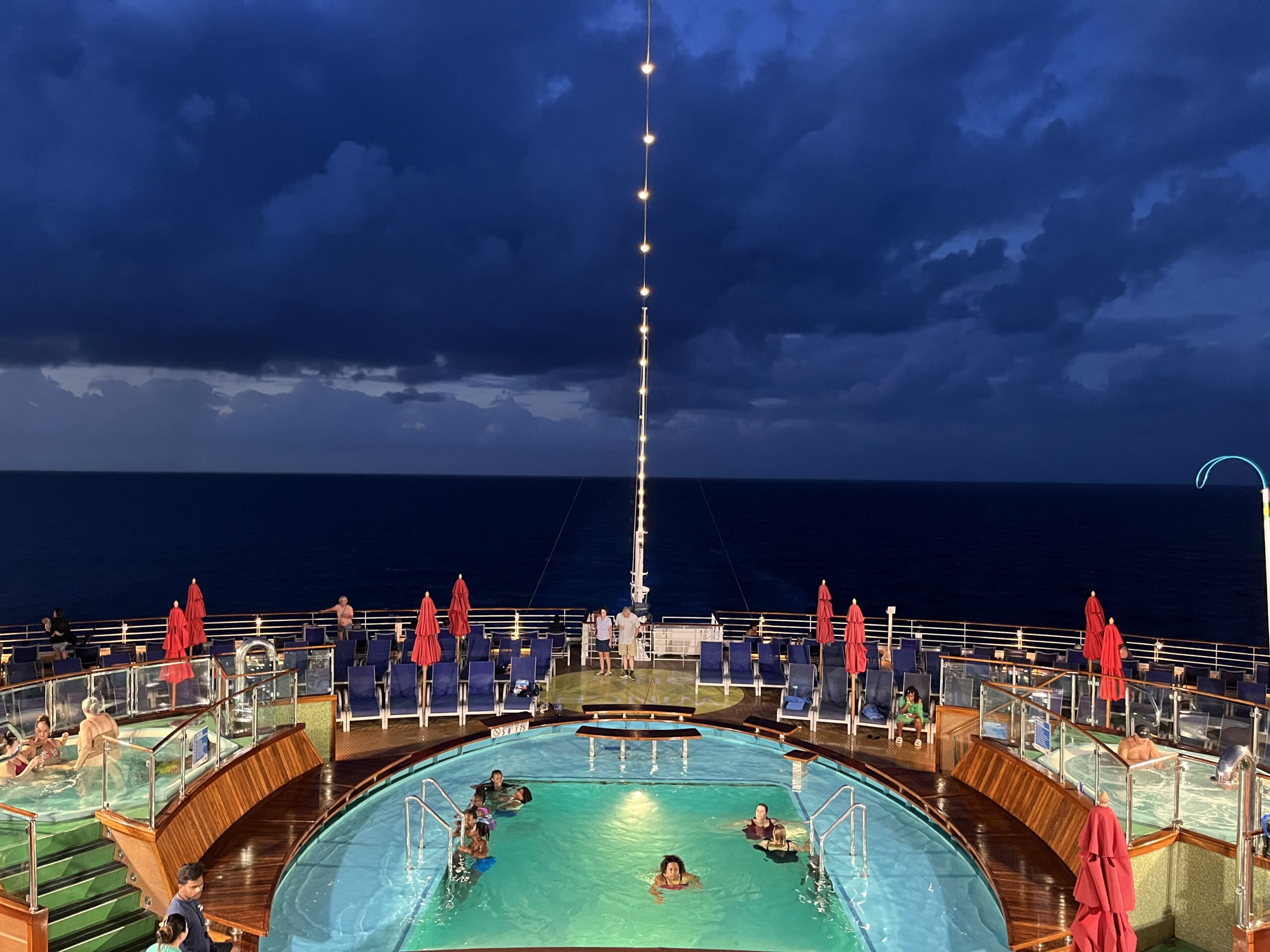 Carnival Horizon aft pool at night