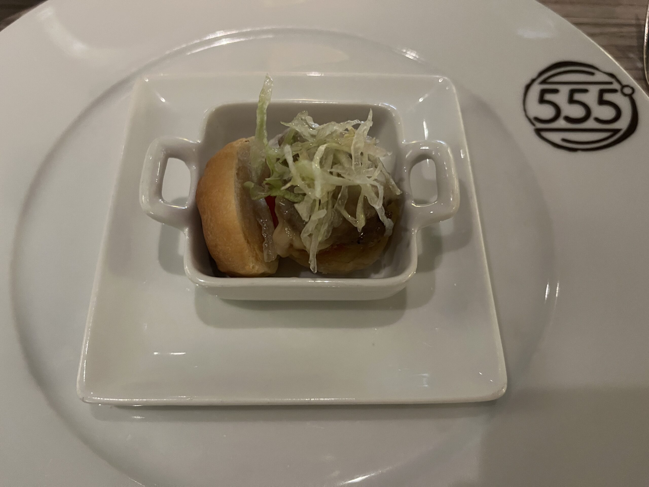 Mini cheeseburger from Fahrenheit 555 on Carnival Horizon