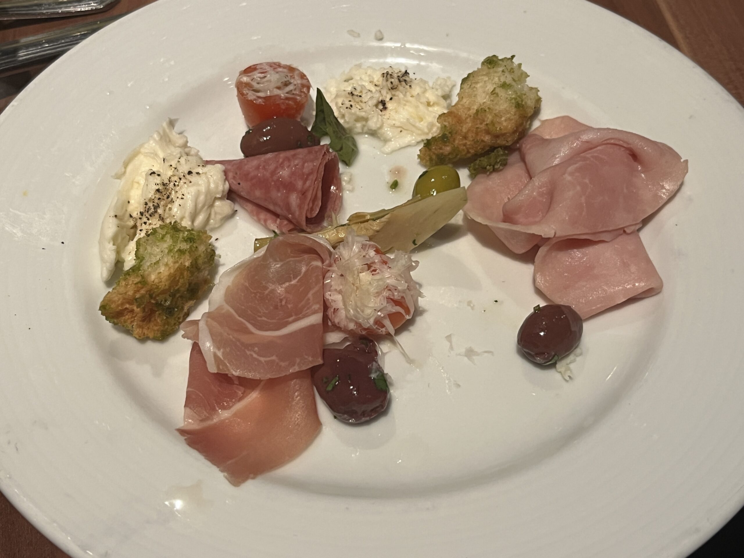 Antipasti from the main dining room on Carnival Horizon