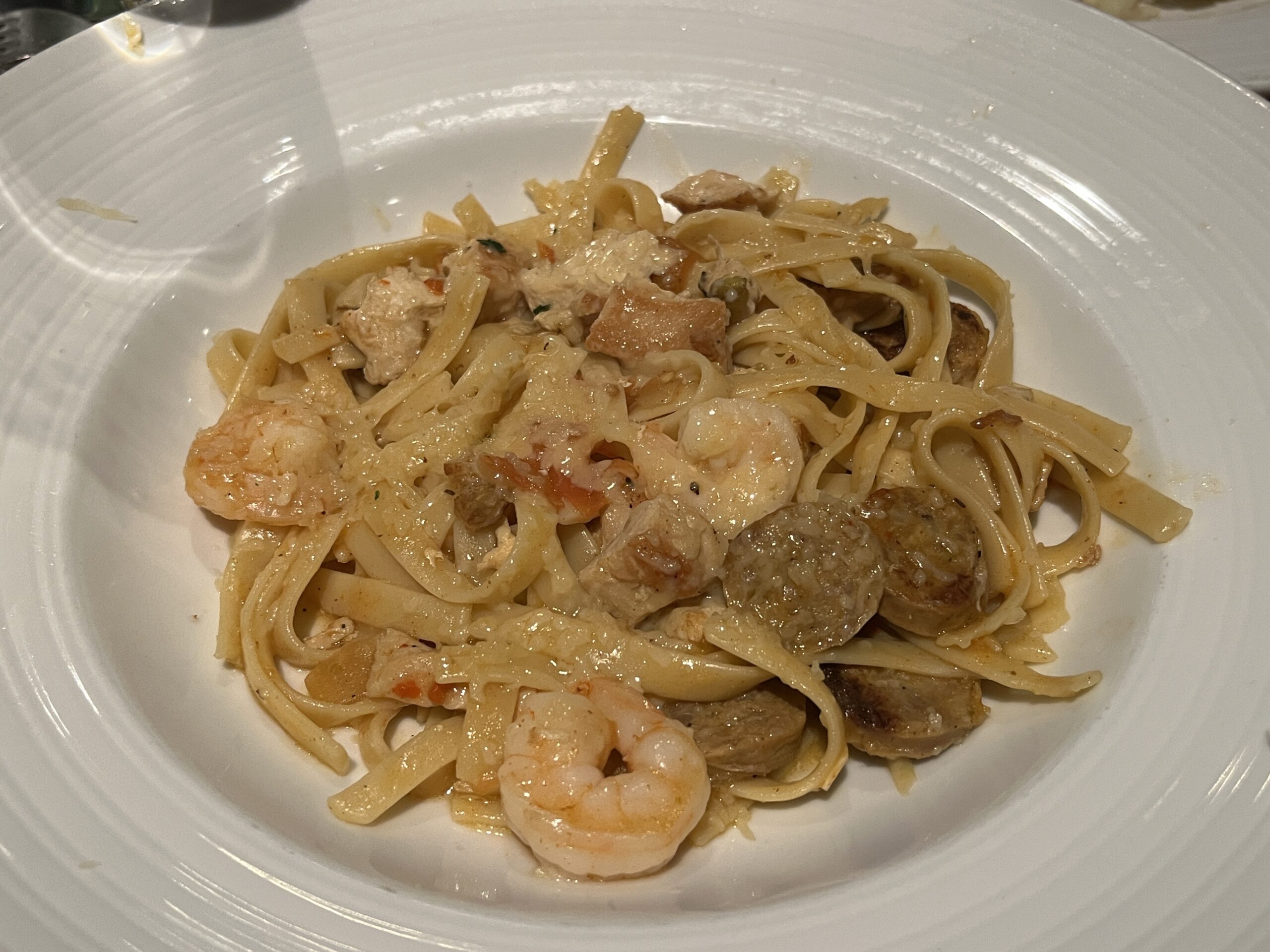 Jambalaya Pasta from the main dining room on Carnival Horizon